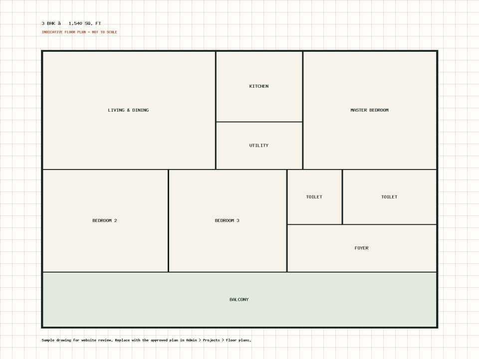 3 BHK — 1,540 sq. ft